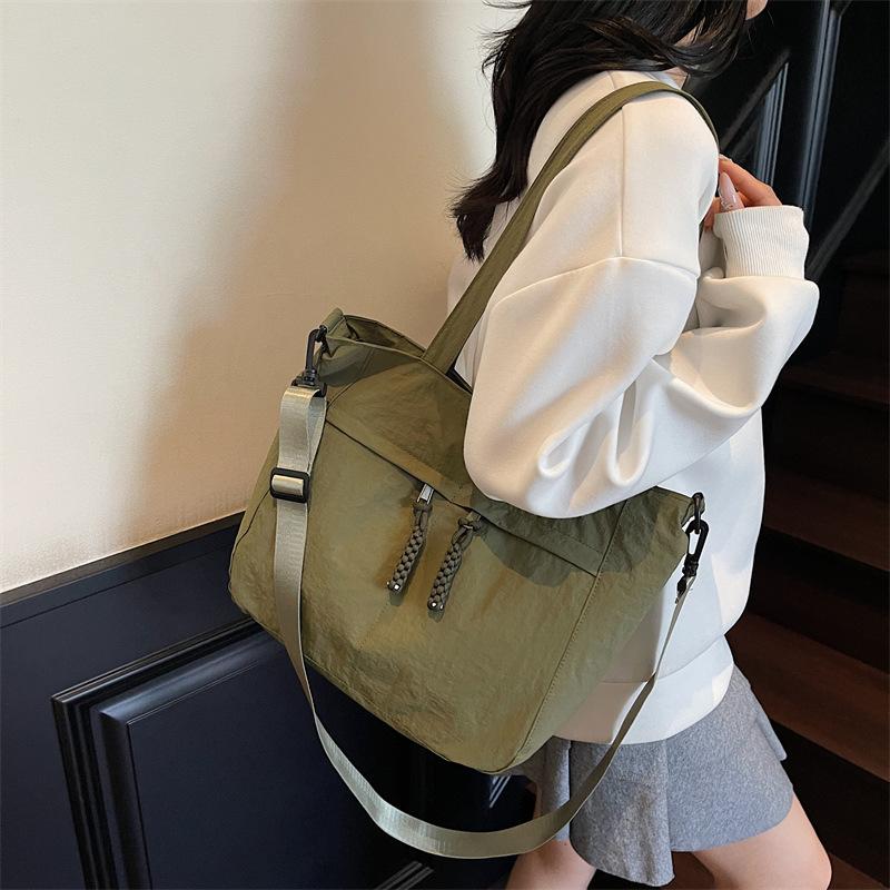 2025 New Japanese Mori Literary and Artistic Style Large-capacity Light and Soft Cloth Bag Casual Solid Color Tote Bag Shoulder Bag