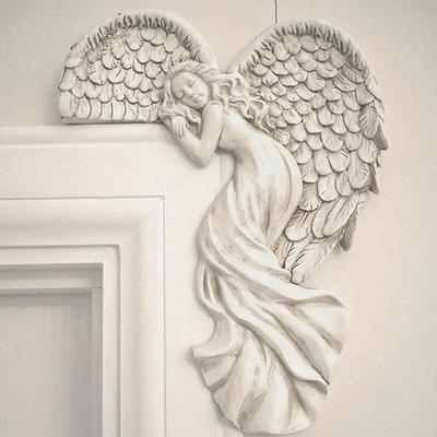 Engelsflügel, Heimgeschenk, Kunstharz, Türrahmen-Ornament, für den Innen- und Außenbereich, Gartentür-Ornament