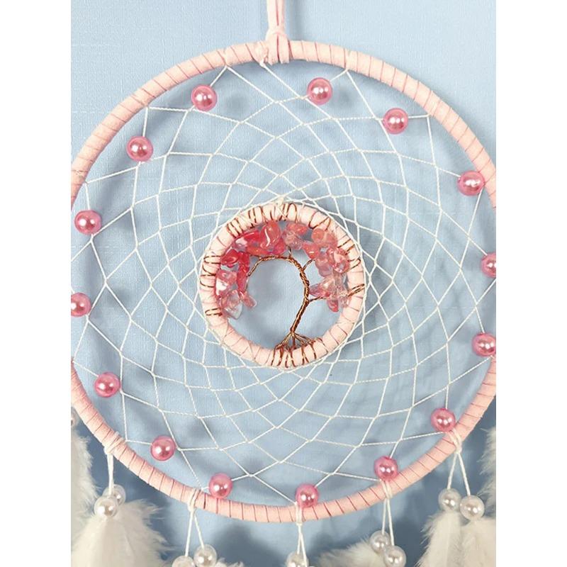 Crystal Stone Hand-woven Feathers Wind Chimes Dreamcatcher Bedroom Hanging Ornaments Birthday Party Gifts Home Decoration Crafts