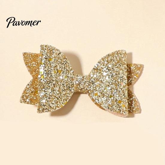 Sparkly Hair Bows for Children 2Pcs Solid Color Glitter Bow Clip Girls, Double Layer Sparkling Cute Barrettes Little Girls Hairpin, Decorative