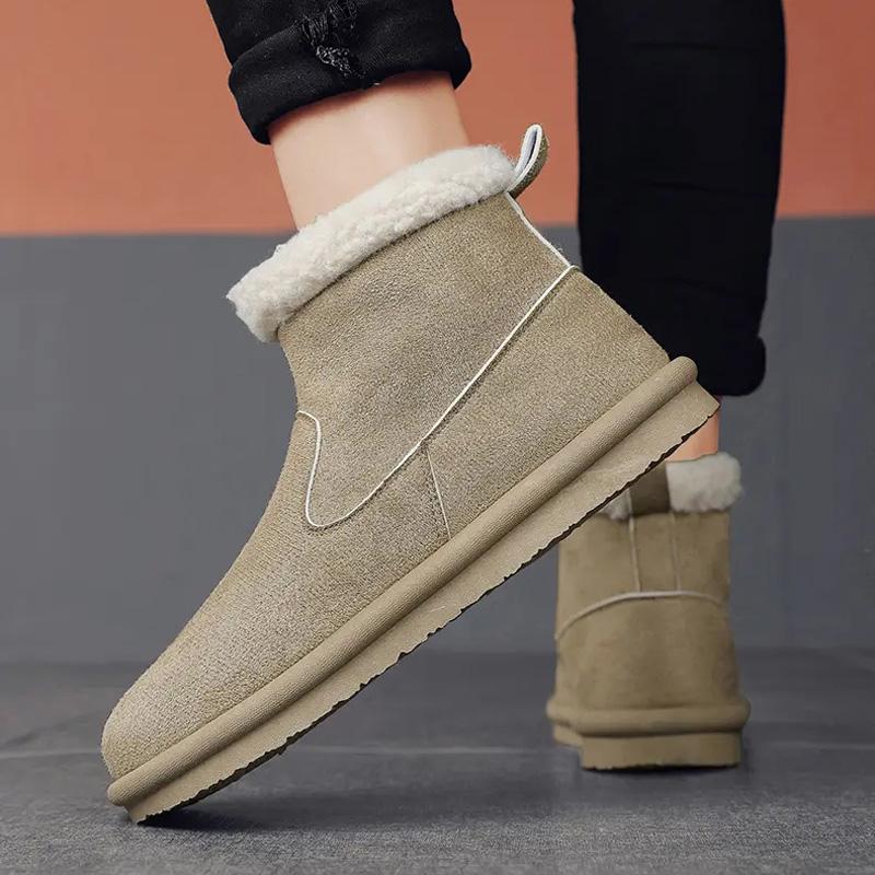 Vinter Kältesäkra Snöstövlar Herr Plus Sammet Varma Mångsidiga Mocka Bomullsskor Bekväma Casual Ankelstövlar Utomhusskor