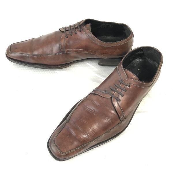 

Made in Italy CARLO MEDICI Leather Long Nose U-tip Shoes Men’s 41 Brown Dress Business