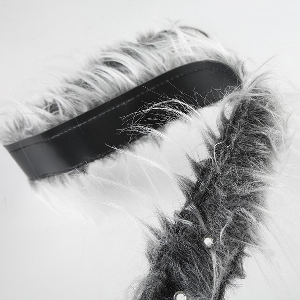 Street Styles HipHop Patchwork Fourrure Ceinture Ceinture de Taille en Cuir PU pour Adultes Tendance et Passionnés de Mode Tout Assorti