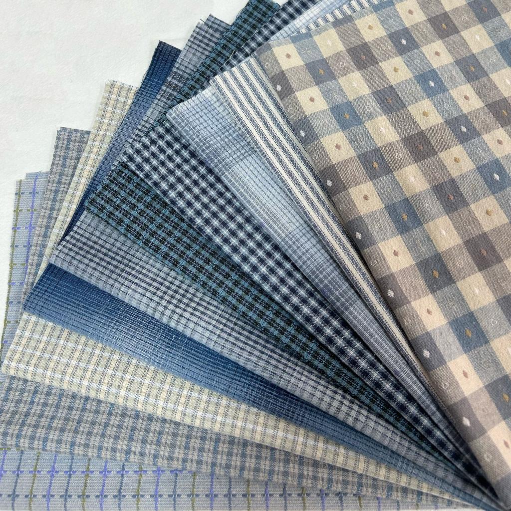 Japanese Yarn-Dyed Cotton Fabric, 10 Pieces, 24x33cm, Patchwork, Handbags, Dolls, Quilting, Handicrafts, Sewing Fabric