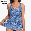 Womens Tankini Top Twist V Neck Bathing Suit Top Flowy Padded Swimsuit Top Swim Tank Top Only