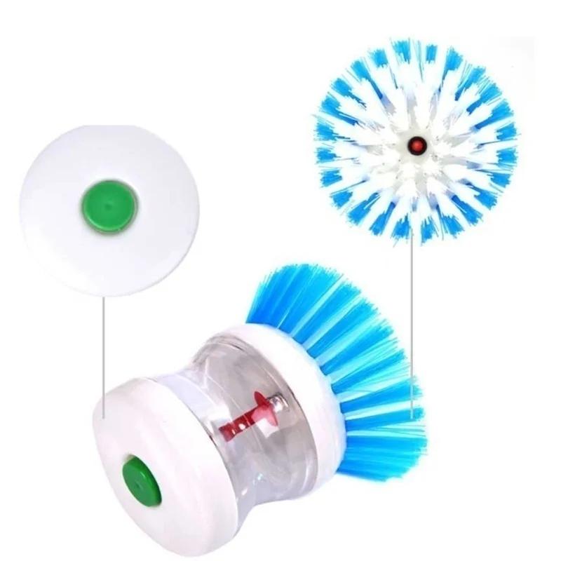 1 Pcs  High Quality Plastic Kitchen Washing Utensils Pot Dish Brush with Washing Up Liquid Soap Dispenser Color Random