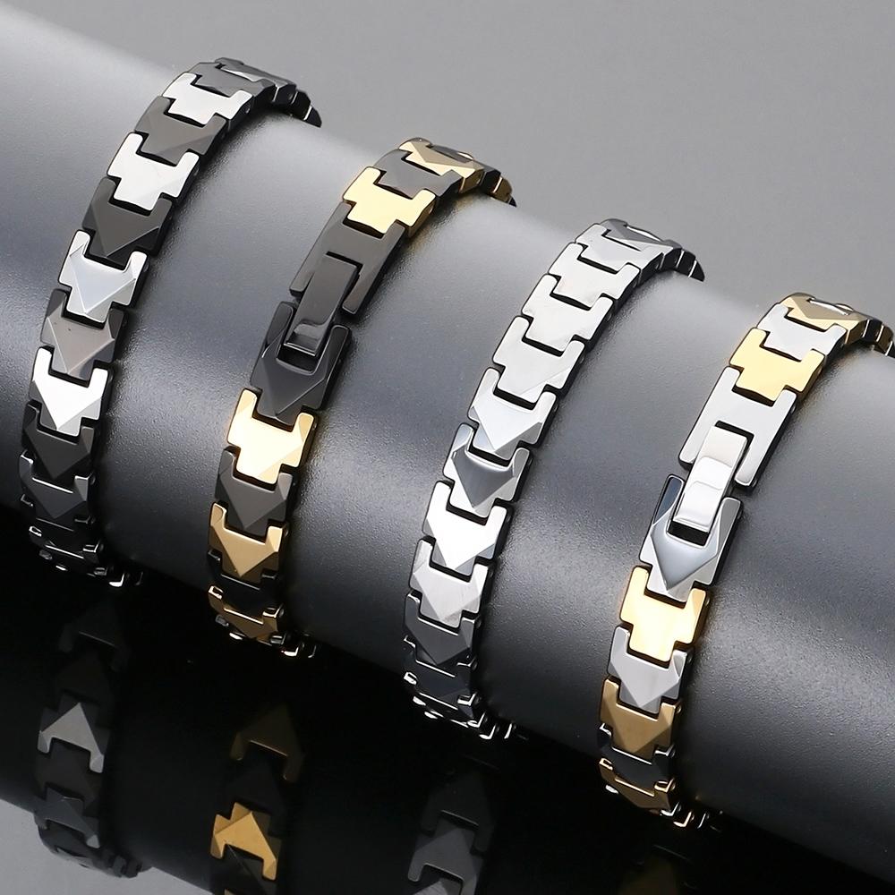 Pánský zdravotní náramek Silný magnetický a Germaniový kámen Kulky Styl Wolframová ocel Článkový řetízek Náramky pro muže Šperky Žena
