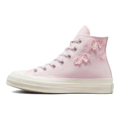 Adidași de pânză înalți cu broderie cu flori de cireș din anii 1970 Pantofi unisex roz A06221C