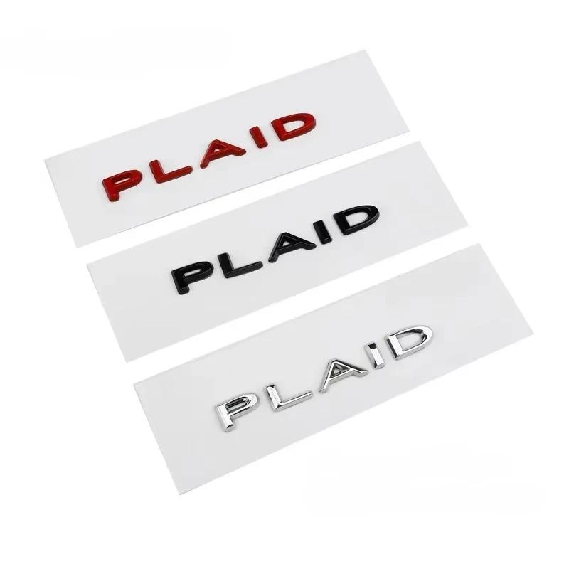 Plaid Logo Stickers for Tesla Model 3 S X Y ABS Zinc Alloy Decals PLAID Badge Version Performance Trunk Emblem Car Decoration
