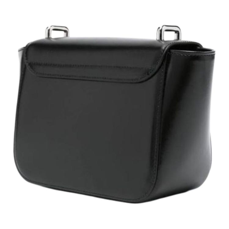 VIVIENNE WESTWOOD Linda Saturn Logo Silver Hardware Accessories Leather Shoulder Crossbody Bag Women Bags Black 43040069UL0077BLACK