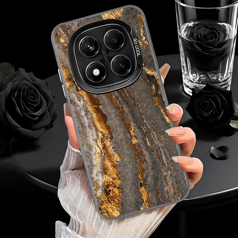 Gold Granite Marble Pattern Soft Phone Case for Xiaomi Redmi Note 13 14 15 Pro Plus 12S 12 11S 11 11T 10S 10 Shockproof Cover Ba