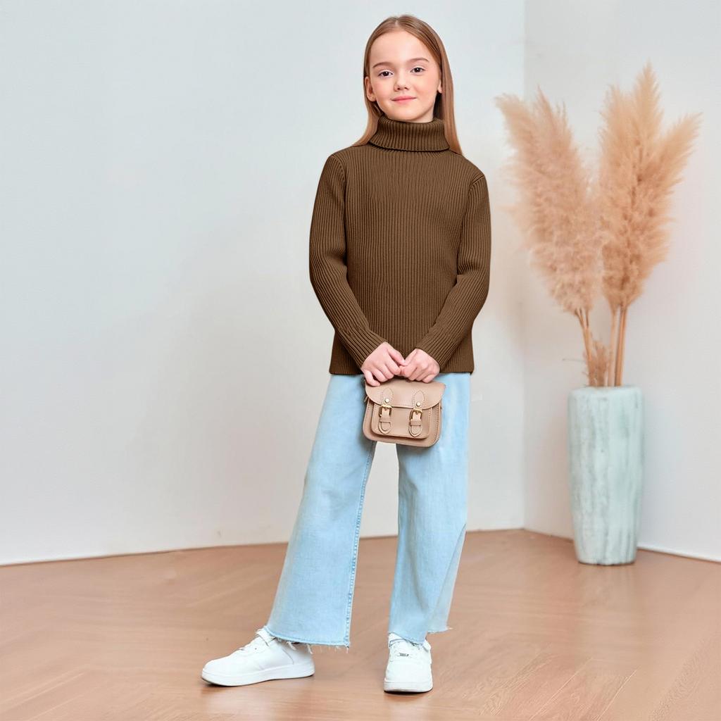 Children's Fashionable Casual Fleece Turtleneck Long-sleeved Top