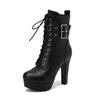 Stivaletti da Donna con Tacco in Pelle Scarpe Invernali con Lacci e Zip Plateau Décolleté Crossdresser Sissy Stivali da Uomo Taglia USA 4.4-15
