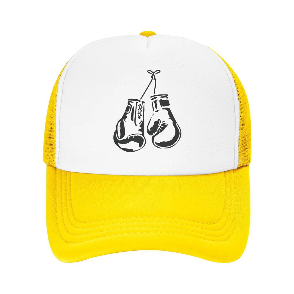 Boxing Gloves for Boxing Lover  Mesh Trucker Hat Casual Boxer Unisex Breathable Mesh-back Sun Caps Adjustbale For Casual Wear