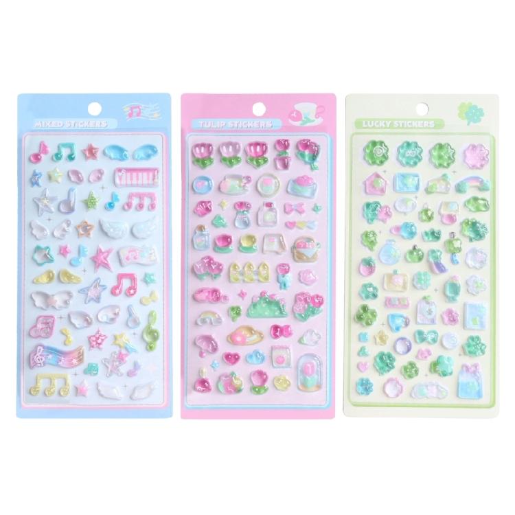 1 Sheet High Grade 3D Relief Sticker Flower Grass Musical Raised Sticker Adhesive Decorative Phone Case Accessories