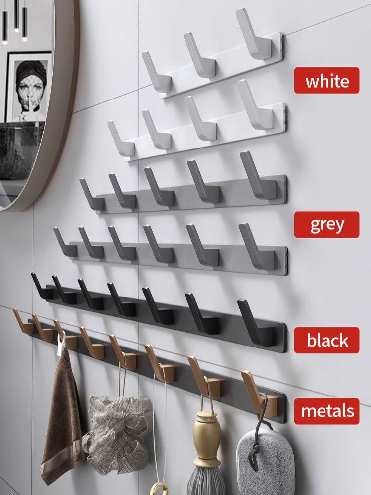 YUNJIEYA Black/White Door Hooks Clothes Hook Hanger Shelf Organizer Storage Shelf Shower Wall Rack Kitchen Bathroom Accessories