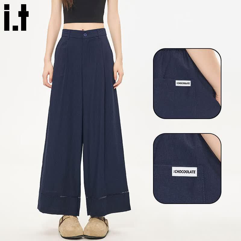 CHOCOOLATEit Women s Wide-Leg Cropped Pants M темно-синий