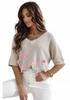 Beige-Pink Xana Floral Knit Blouse