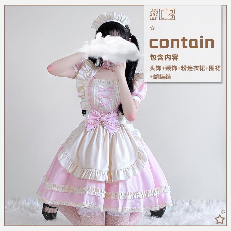 Europäisches pastorales rotes Cosplay Maid-Kleid kurzärmeliges Kleid weiche Schwester Lolita süß Übergröße Prinzessinnen-Tutu
