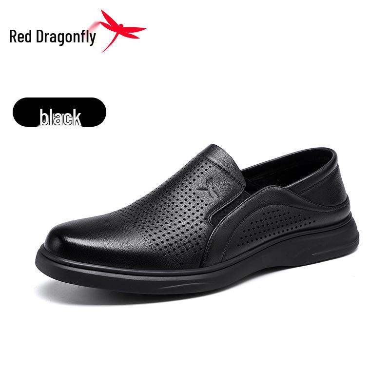 Red Dragonfly Men s Breathable Leather Sandals - Summer Casual Cowhide Flats Size 38