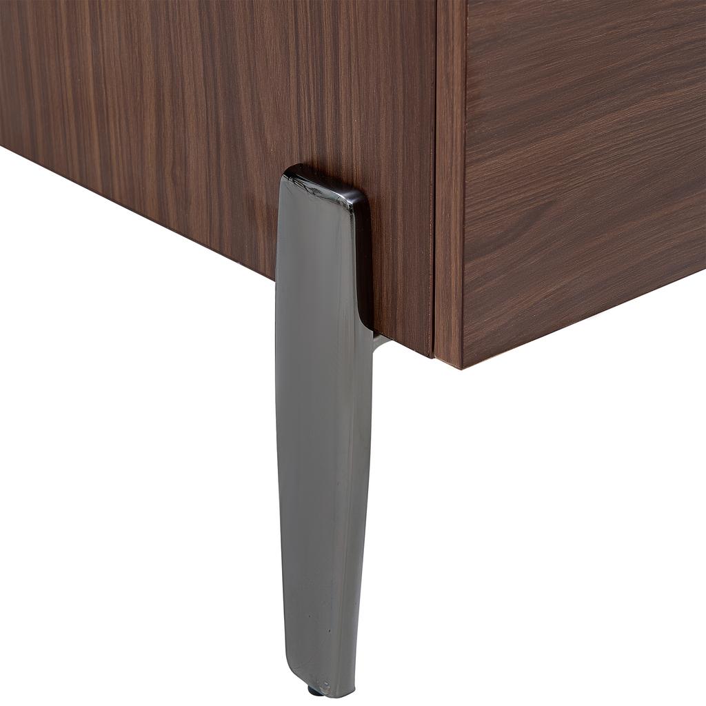 Modern Coffee Table with Drawers & Glass Top – Dark Brown Wood Design, Wood Grain in Marble Look, Metal Legs & Lots of Storage Space for Living Room