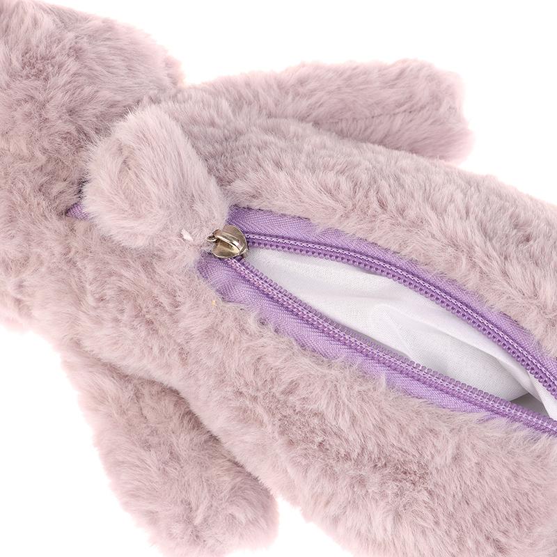 1Pc Cute Rabbit Shape Plush Pencil Case Plush Animal Stuffed Toy Stationery Pouch Makeup Bag Storage Bag School Supplies