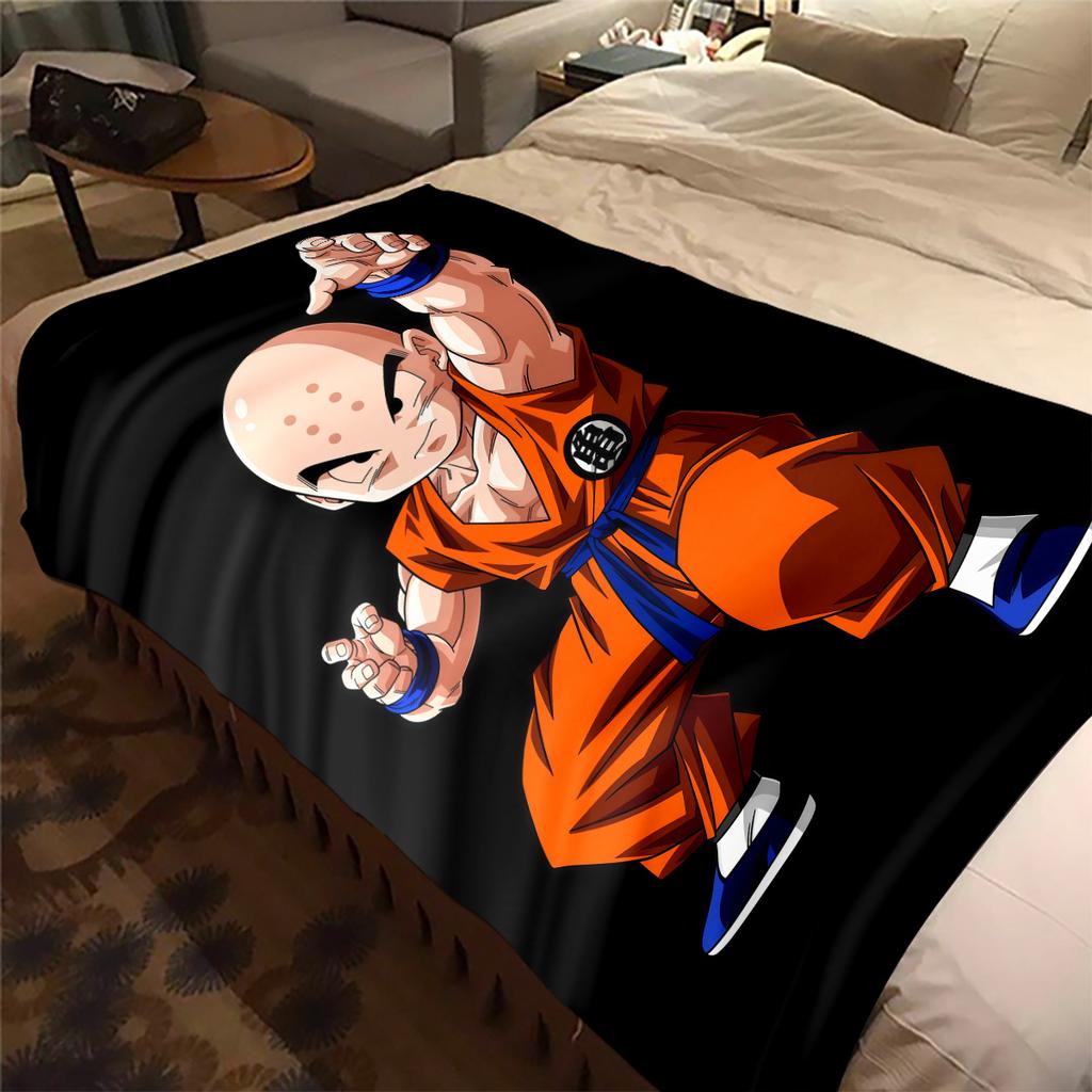 1PC Krillin Print Flannel Blanket, High quality All Seasons, Home Decor, Warmth and Comfort, Perfect for Christmas Gifts