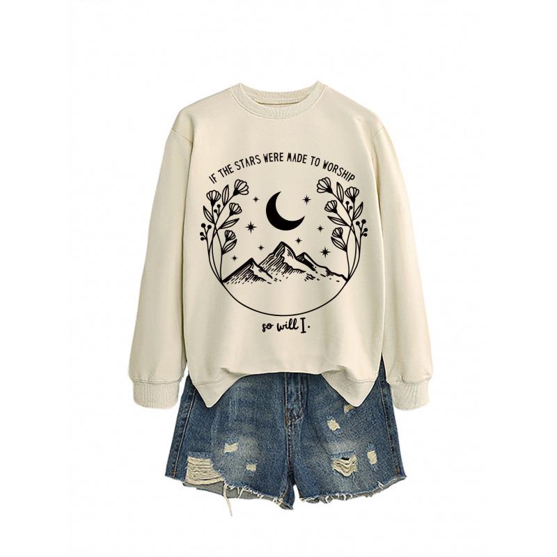 Women's Fashion Starry Round Neck Hoodie