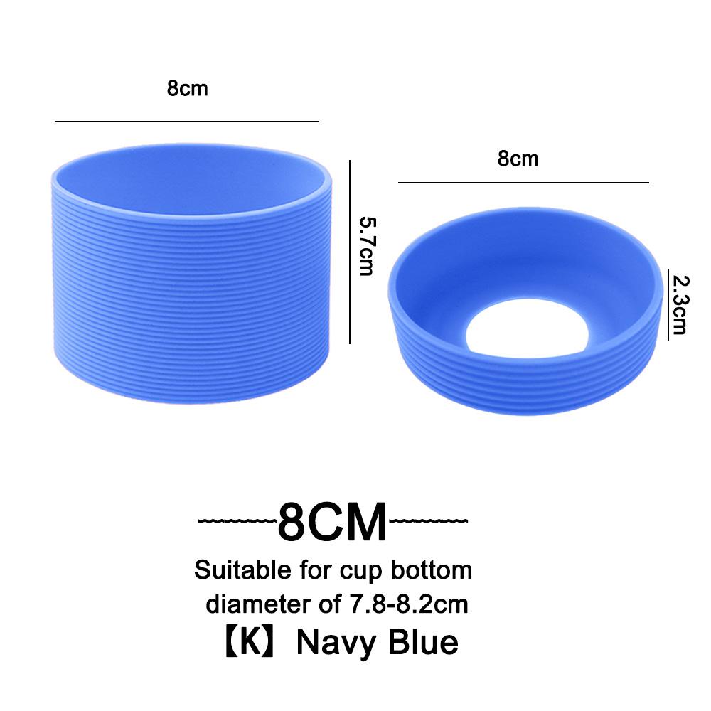 2Pc/Set 8cm 15 Colour Threaded Soft Silicone Cup Sleeve And Bottom Suit Heat Insulated Anti Slip Good Toughnes Odorless Elastic