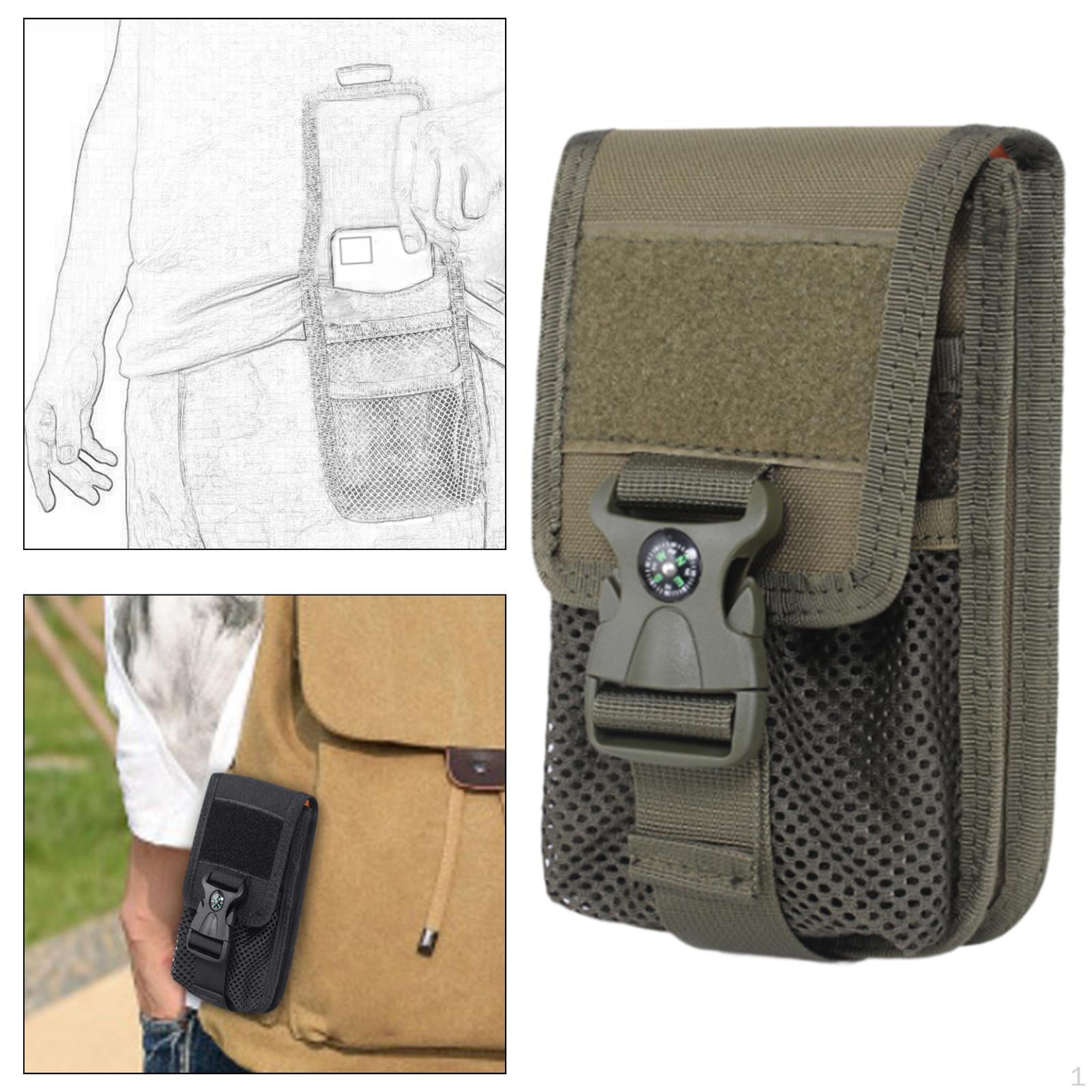 

Легка поясна сумка для телефону з пряжкою-компасом для скелелазіння, полювання на свіжому повітрі зелений