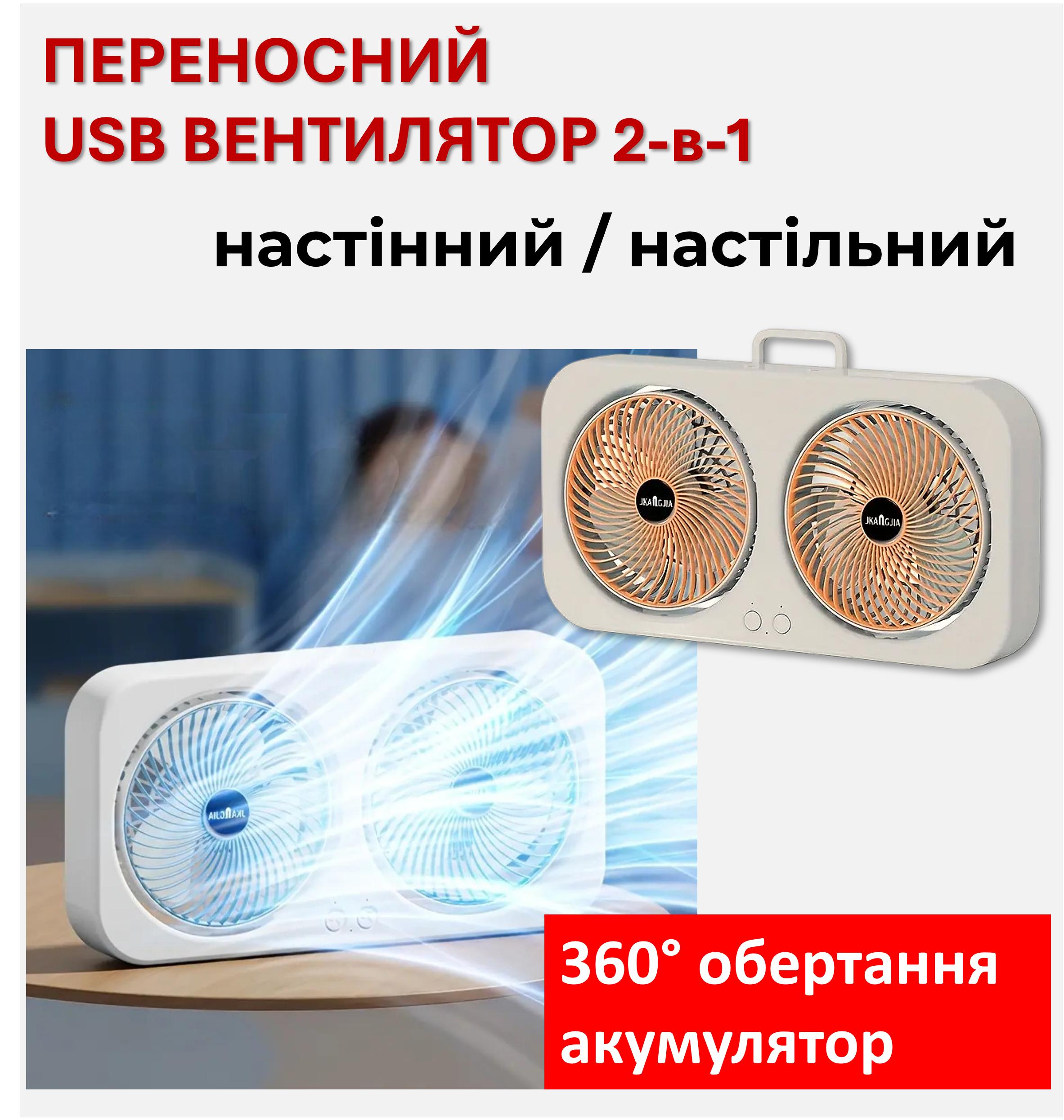 

Универсальный переносной USB-вентилятор 2-в-1 с 360° поворотом — настенный и настольный, 3 скорости, тихий, перезаряжаемый, идеален для дома и отдыха