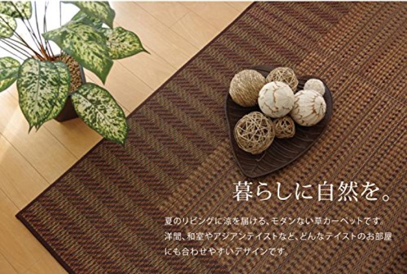 Ikehiko Made in Japan Rush Teppich Teppich Braun 3 Tatami Rechteckig F Knarl Ca. 191 x 250 cm Made in Japan Plump Backing Hiba Verarbeitung
