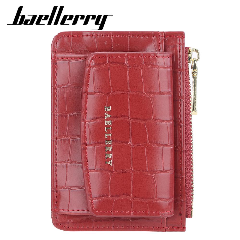 Baellerry Women's Crocodile Pattern Card Holder Coin Purse: Korean Style Fashion Wallet with Large Capacity and Multi-Card Slots