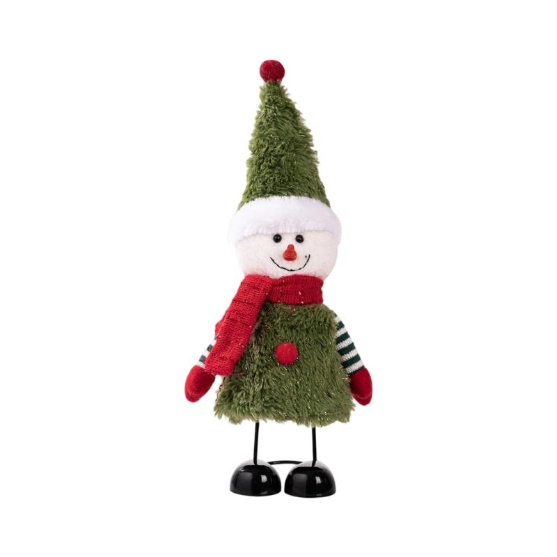 Weihnachtsthema Hüpfende Federbasis Schneemann Weihnachtsmann Ornament Für Feiertagstischplatte Regal Dekoration Set
