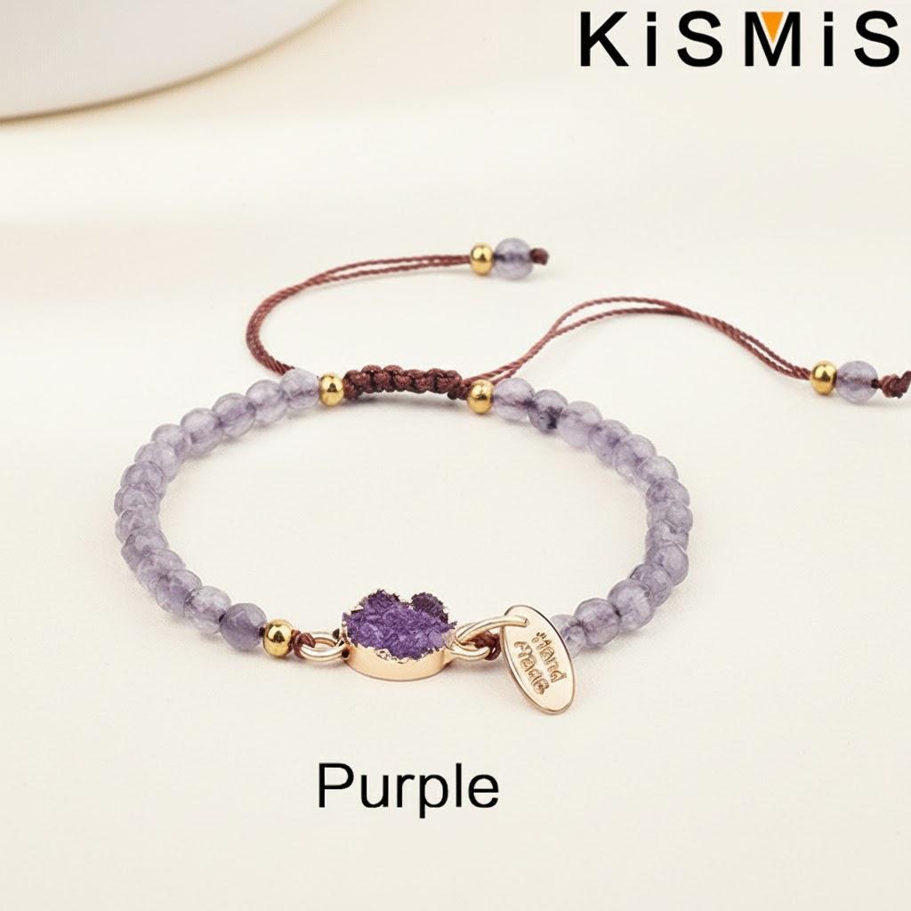 

1PC Colorful Crystal Beaded Bracelet Handmade Stone Bracelet Trendy Jewelry Gift for Women фіолетовий