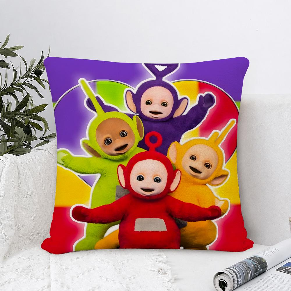 Childrens TTeletubbys Cushion Cover Plush Fabric Soft Double Sided Print Sofa Cushion Cover Throw Pillow Covers