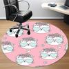 1PC Cat Floral Office Round Area Rug, Mat Suitable For Office, Under Office Chairs Bedroom Living Room Home Decor, Room Deco