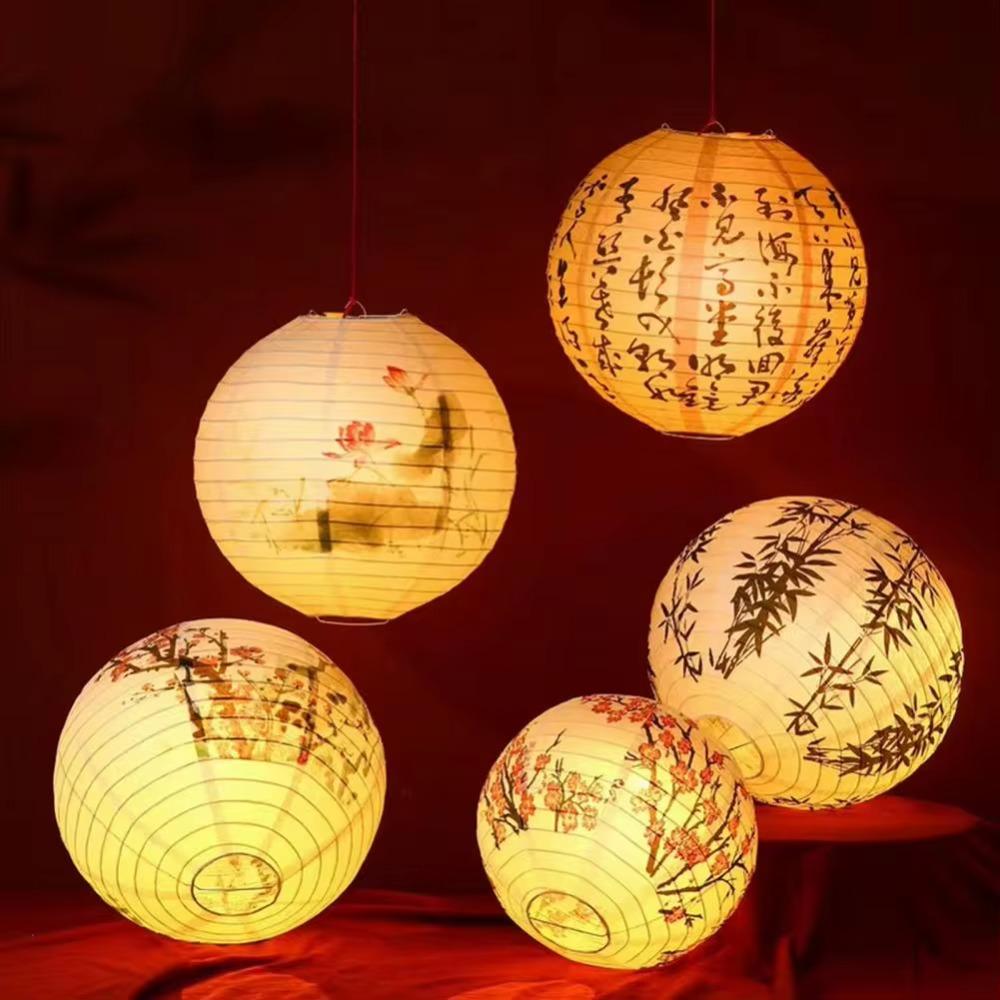 Traditional Festival Antique Lantern Luminous Round Paper Lantern  Lantern Festival