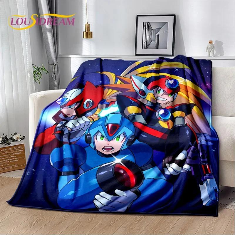 Retro Cartoon Rockman Mega Man Game Soft Flannel Blanket for Beds Bedroom Sofa Picnic,Throw Blanket for Outdoor Leisure Nap Gift