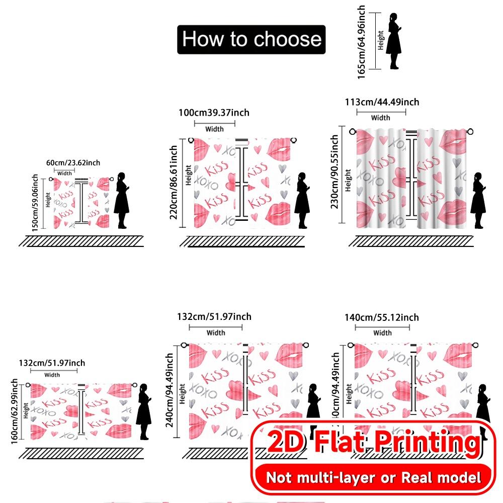 Set Of 2 Flat Printing Lipprints Popular Curtains Versatile Fabric Outdoor Decorations Ldeal Made Polyester