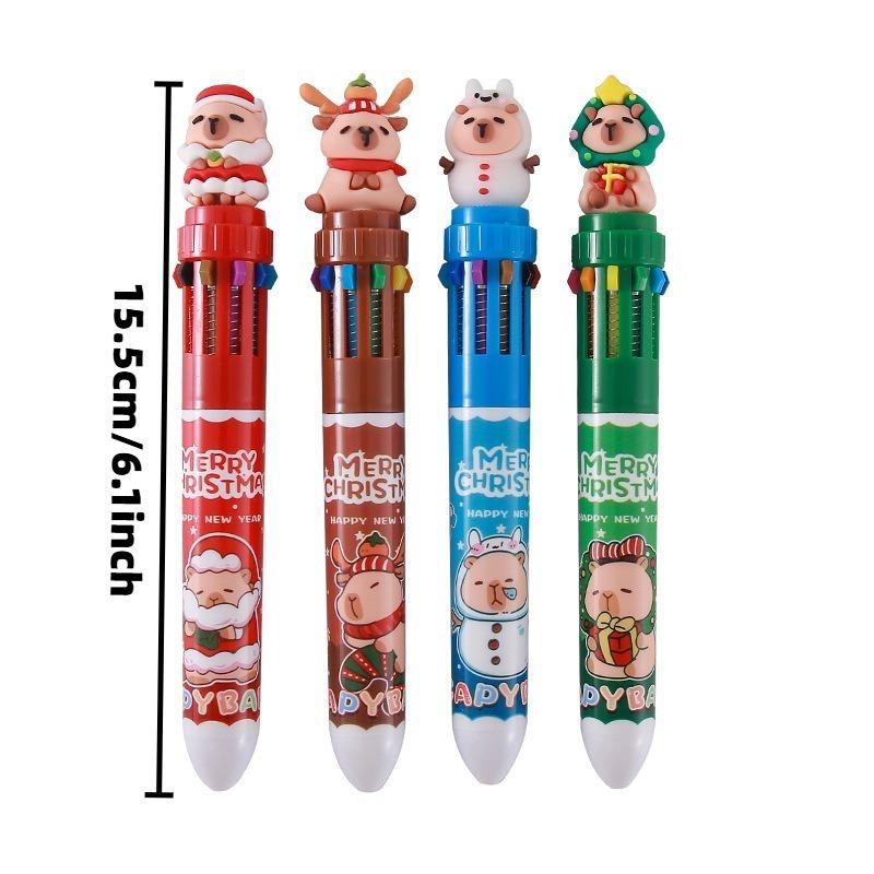 15Pcs Cute Christmas Reindeer Multi Color Retractable Pen, Fashionable Student Stationery for Back to School Season, Multi tip Writing Instrument for