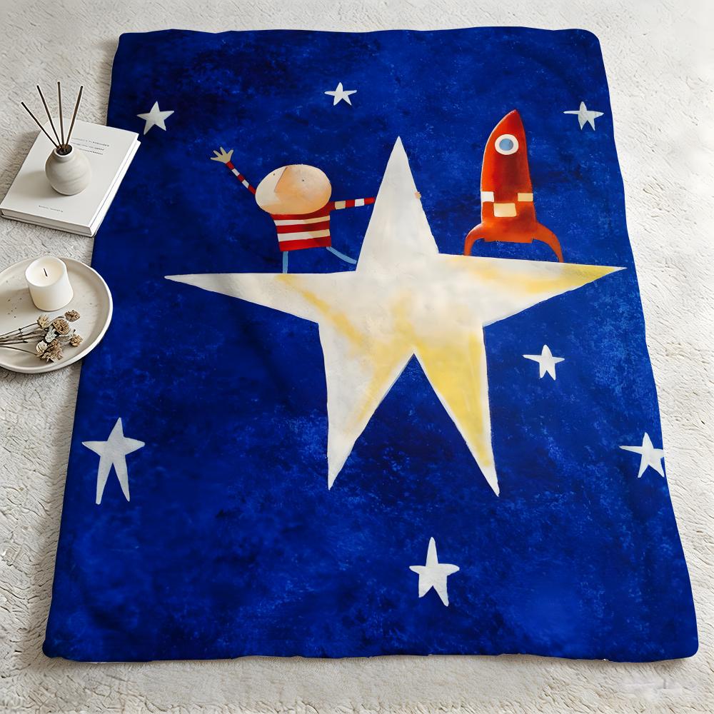 artist O-Oliver Jeffers-S Throw Warm Soft Flannel Blanket, Multi-use for Sofa Bed Camping Travel Nap 75cmx90cm