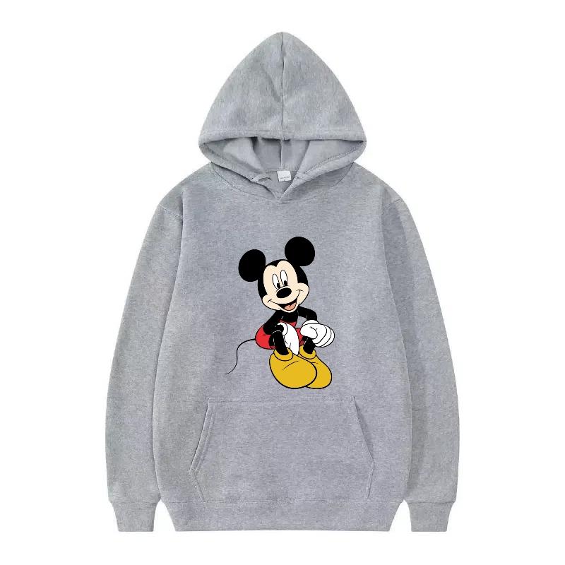 Disney Mickey Mouse Pattern Woman Streetwear Loose Grey Winter Tops Clothes Pullovers Ladies Cheap 90s Hoodies Men Sweatshirts