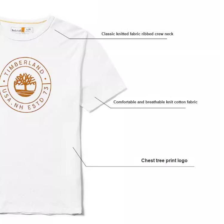 Timberland Letter Logo Casual Short Sleeve Round Neck T-Shirt Men Tops White A623N-100