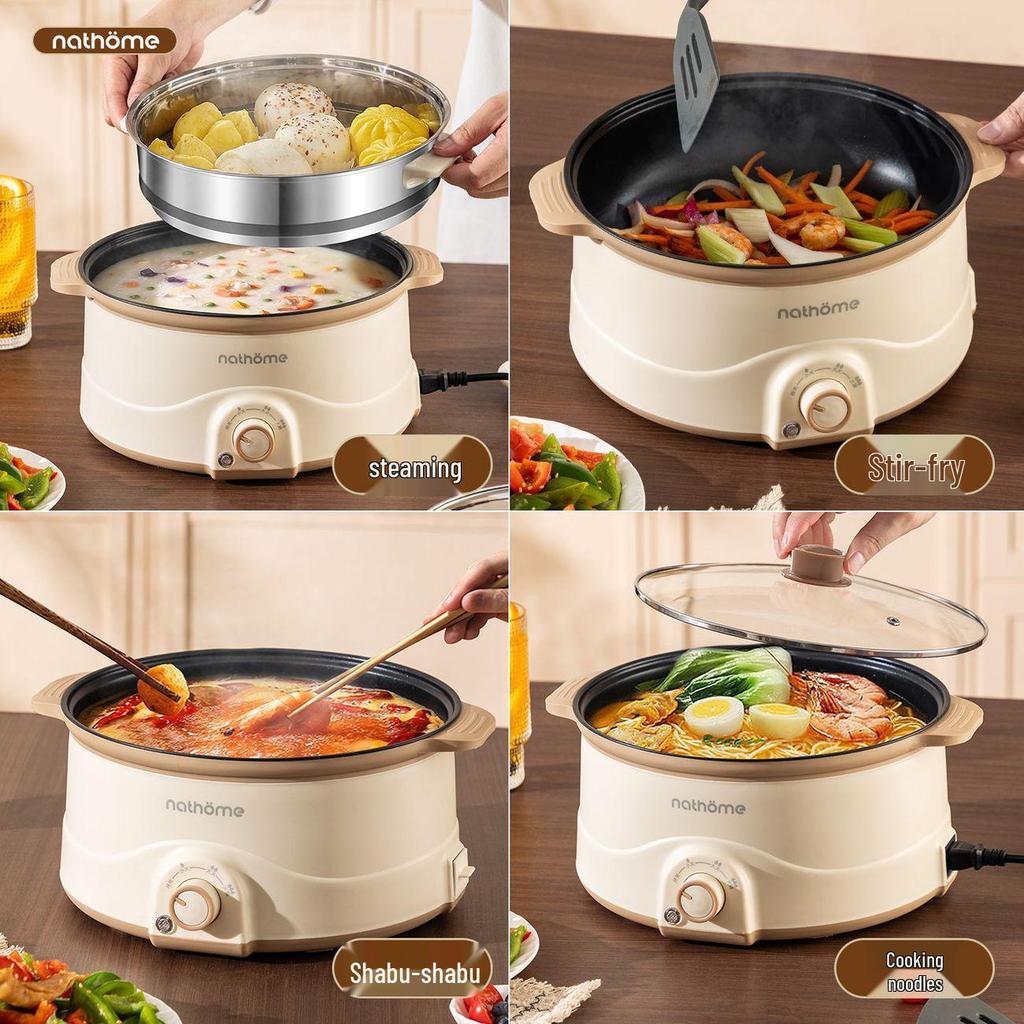 Wielofunkcyjny multicooker elektryczny All-in-One: Nieprzywierający multicooker, patelnia, urządzenie do gotowania jajek, wszechstronny garnek do gotowania do akademików i użytku domowego.