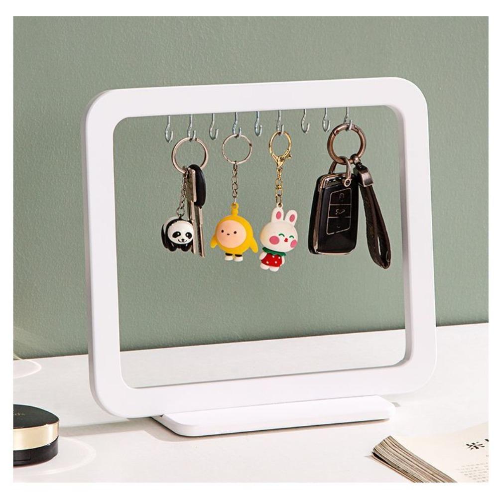 Wooden Multi-Function Entryway Rack: Desktop Necklace Bracelet Hanging Organizer Bedroom Key Storage Stand with Hooks for Wristwear & Accessories