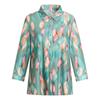 Damen Seiden-Strickjacke mit Sieben-Ärmeln und Print - Stilvolles Hemd mit Kragen und Knöpfen für Frühling/Sommer, Ideal für mittleres und älteres Alter
