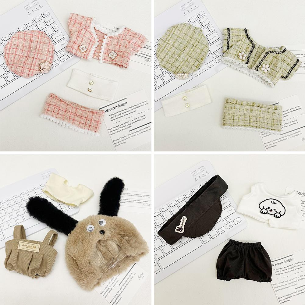 Para 20CM Algodão Boneca Macacão Desenho Animado Boneca de Pelúcia Substituição Roupa Brincando Acessórios Casa Mini Roupas