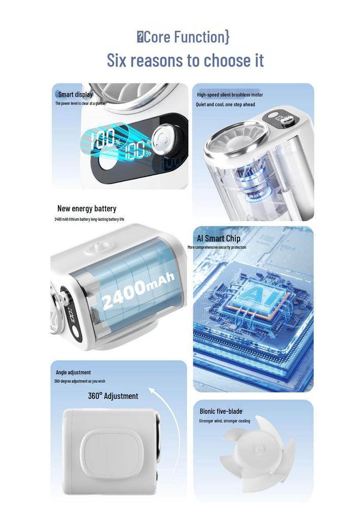 2026 Portable USB Charging Waist Clip Fan for Outdoor Sports & Travel
