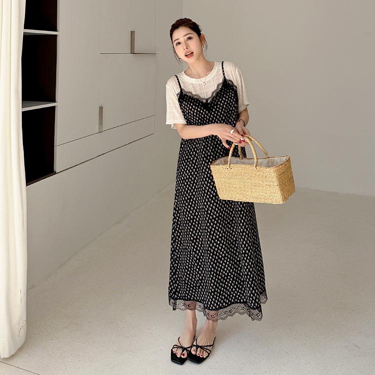 DIMANAF Femei 2025 Mărimi Mari Rochie Nouă de Vară Rochie Cămașă Basic Lungă cu Puncte Îmbinate Rochii Largi Maxi